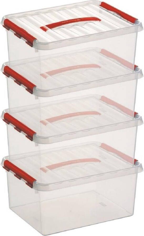 Sunware Q-Line Opbergboxen 15 liter 40 x 30 x 18 cm Rood 4 Boxen