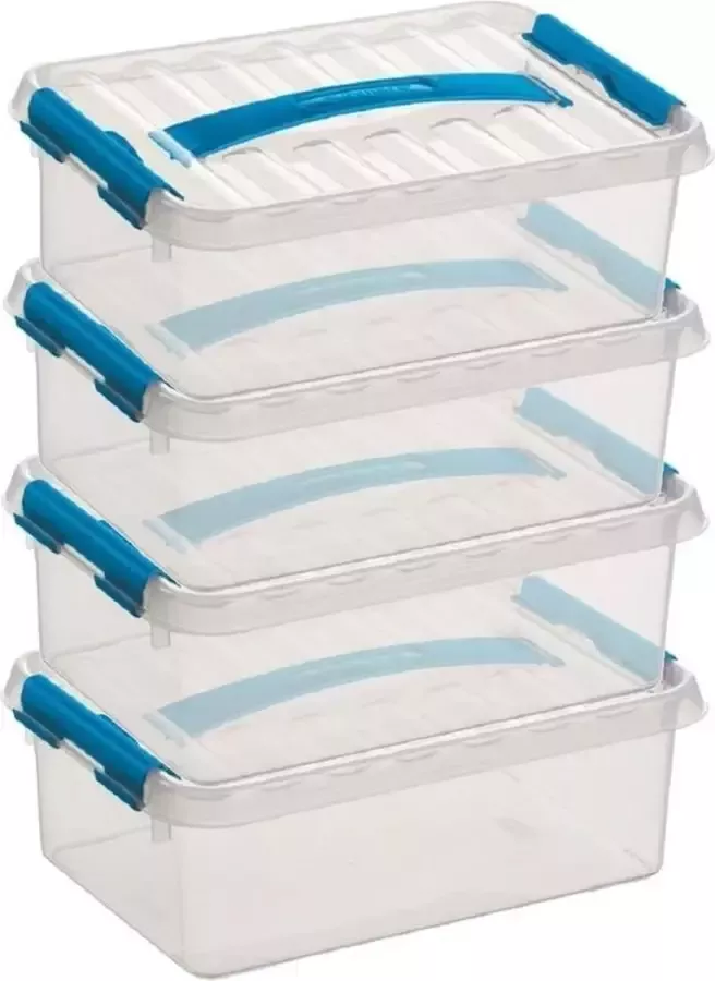 Sunware Q-Line Opbergboxen 4 L 30 x 20 x 10 cm Blauw 4 Boxen