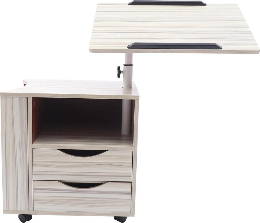 SureDeal Depot SureDeal Bedtafel Verplaatsbaar Tafeltje Slaapkamer Tafel Salontafel Bijzettafel 60x40x90 cm Bureau Wielen Slaapkamer Huiskamer Bank