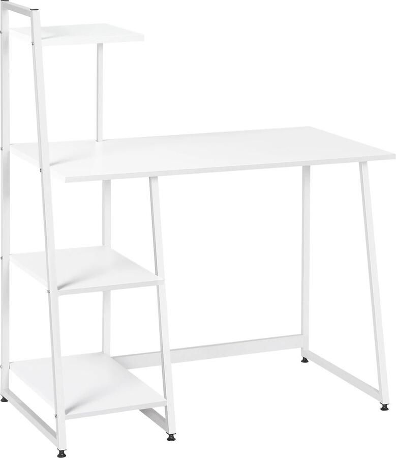 SureDeal Depot SureDeal Bureau Wit 98x50x118cm 4 Lagen Opslag Industrieel Slaapkamer Kinderkamer Kantoor