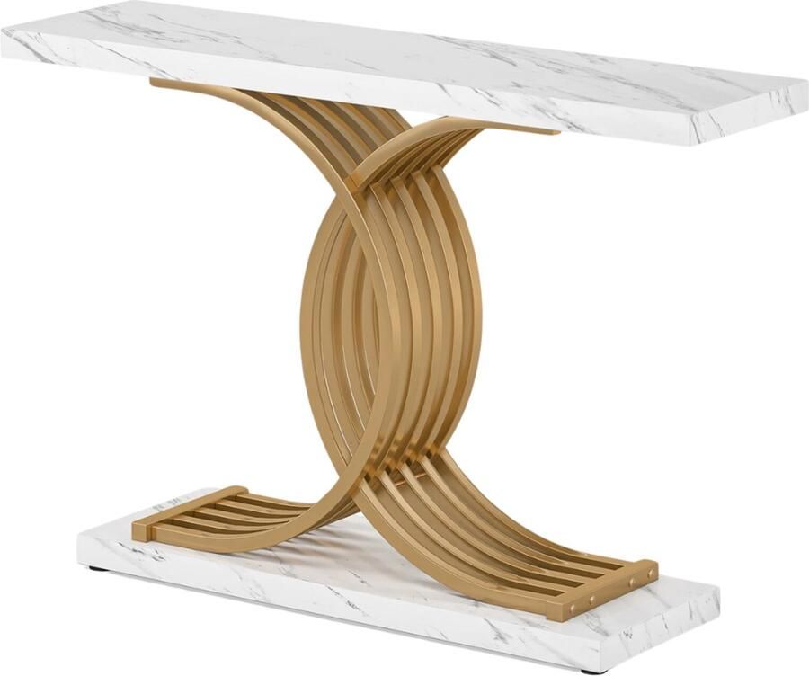 SureDeal Depot SureDeal Consoletafel Huiskamer Luxe Goud 100x30x80 cm Bijzettafel Wandtafel Design Gangkast Kast