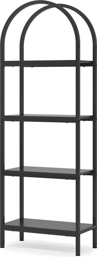 SureDeal Depot SureDeal Huiskamer Kast Boekenkast Zwart Modern 60x30x180 cm Hout Vakkenkast Binnen