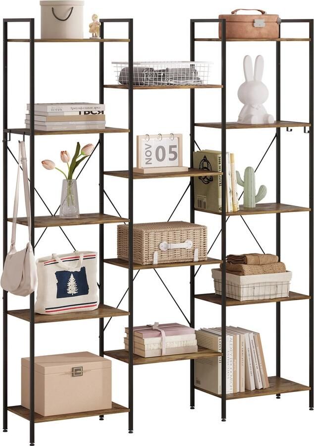 SureDeal Depot SureDeal Kast Huiskamer Boekenkast Hout 135x30x177cm 14 Laags Luxe Binnen Kasten