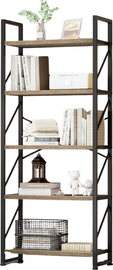 SureDeal Depot SureDeal Kast Huiskamer Boekenkast Zwart Hout 60x30x158cm Design Kast Binnen Kasten