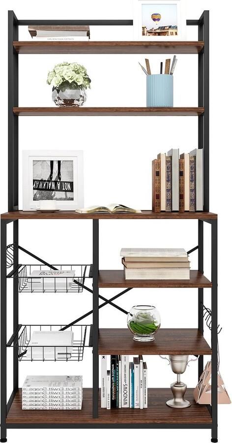 SureDeal Depot SureDeal KeukenKast Boekenkast Huiskamer Hout 80x40x160 cm 6 Laags Binnen Kasten