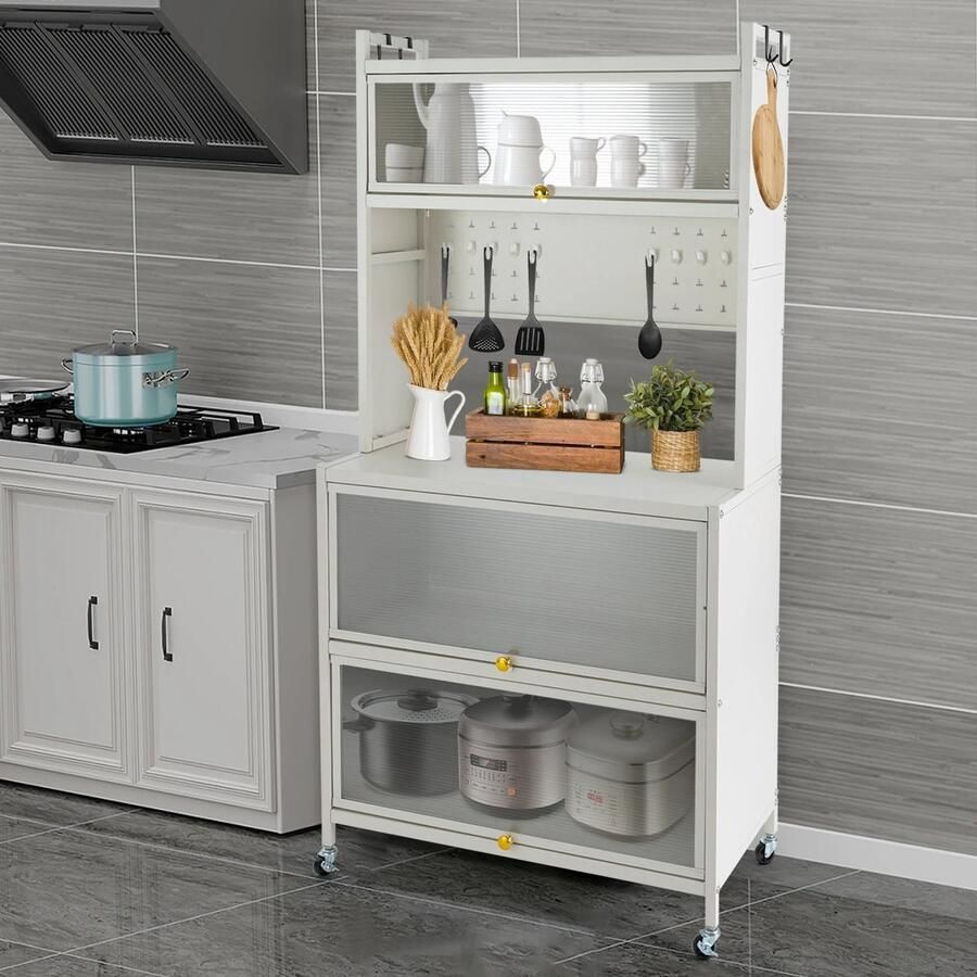 Suredeal 5 Verdiepingen Keukenkast Stofdicht Keuken Woonkamer Wit 80x40x162 5 cm