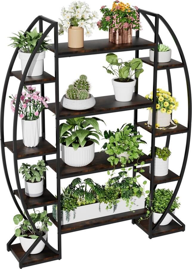 Suredeal Design Kast Huiskamer Luxe Boekenkast Hout Plantenkast 125x30x177 cm Kast Binnen Kasten