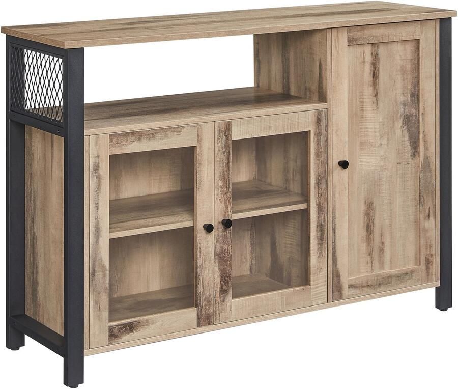 Suredeal Dressoir Keukenkast 110x33x75 cm Donker Kaki 3 Deuren Met Kantelbescherming