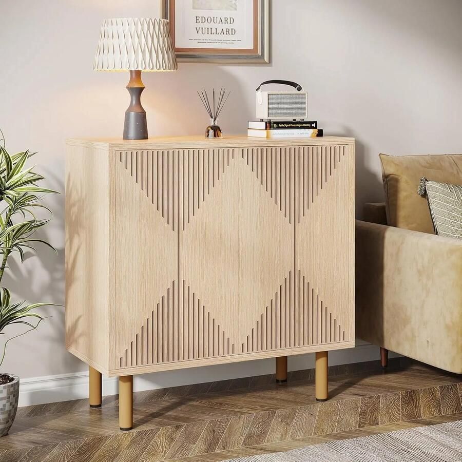 Suredeal Dressoir opbergkast met deuren E1-hout & Metaal 75×35×60 cm Bruin Moderne