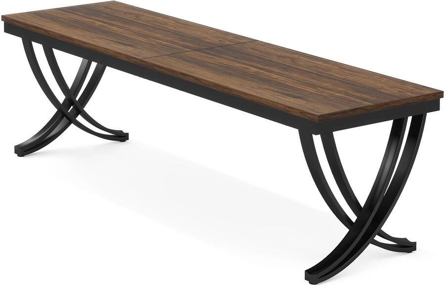 Suredeal Dubbel Bureau 200×70×75 cm (B×D×H) – Hout Metaal – Bruin – Werktafel voor 2 Personen – Extra Lang Computerbureau – Industrieel Design Voor Thuis Kantoor