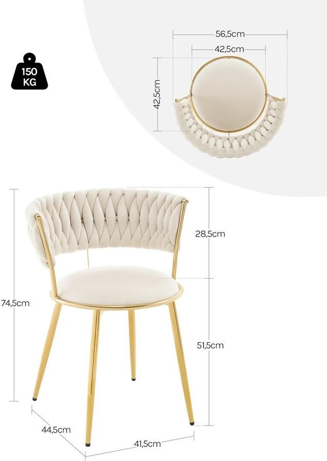 Suredeal Eetkamerstoelen Set 2 Fluwelen Bekleding Gouden Metalen Poten 53x56 -5x74 -5 cm Modern Geweven Rugleuning Zwart