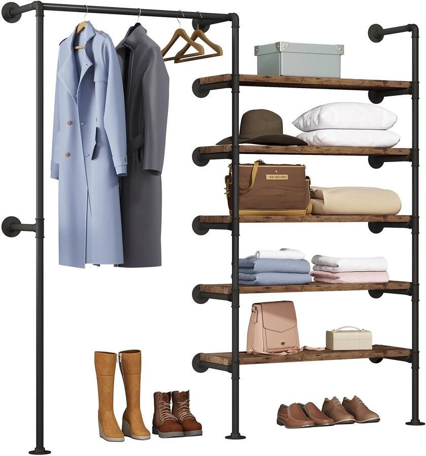 Woltu RoyaLuxe Kledingrek Kledinghangers Kledingrekken Kledingrek Metaal Rek Kledingrek Wand Kleding Garderobekast Garderobe Kast Organizer Kleding Organizer Schoenen Slaapkamer Meubel Meubilair Kapstok Kapstokken