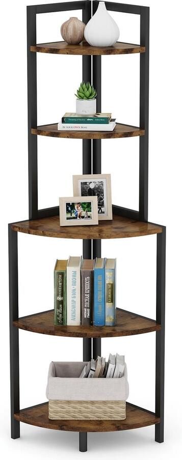 Suredeal Hoekkast Huiskamer Design Boekenkast Zwart 35x35x152 cm Kast Design Kast Binnen Kasten