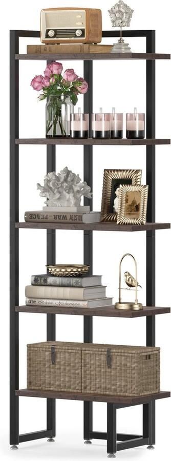 Suredeal Hoekkast Huiskamer Design Boekenkast Zwart 52x30x152 cm Kast Design Kast Binnen Kasten