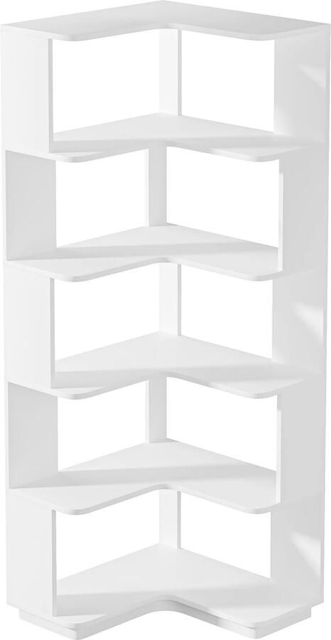 Suredeal Industriële Hoek Boekenkast Boekenplank 165x60x60 cm Houtnerf Hoekplank Wit Kast