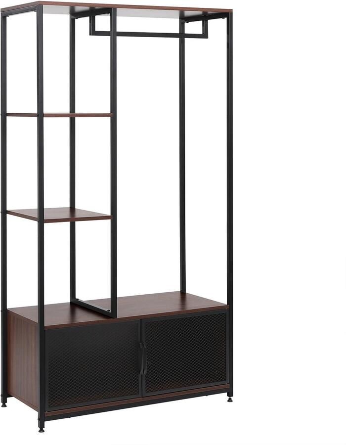 Suredeal Industriële Kapstok met Opbergkast 90x40x167 cm Licht Eiken Zwart Hout & Metaal Vrijstaand Kledingrek