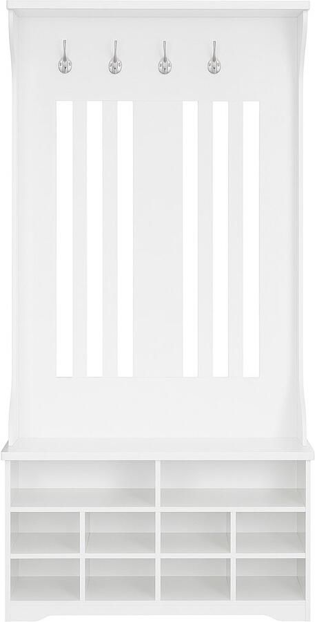 Suredeal Kapstok met Schoenenbank 100x35x180 cm Spaanplaat MDF Wolkenwit 5 Haken Verstelbare Planken Voor Hal & Entree Modernee vormgeving