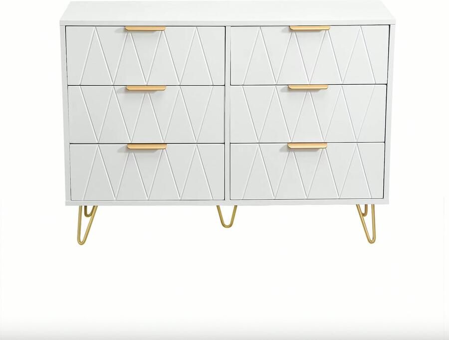 Suredeal Kast Huiskamer Dressoir Ladeblok Wit Goud 100x34x72 5 cm Buffetkast Design Kast Keuken Woonkamer