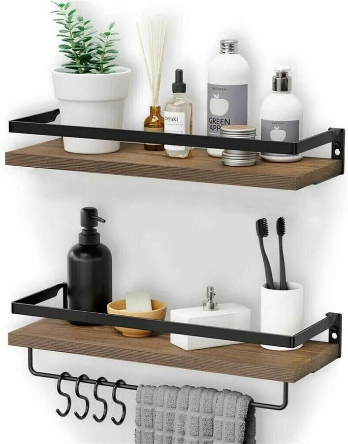 Suredeal Wandplank Industrieel Set 2 Planken Hout 40x15x7 5 cm Woonkamer Slaapkamer Wandrek