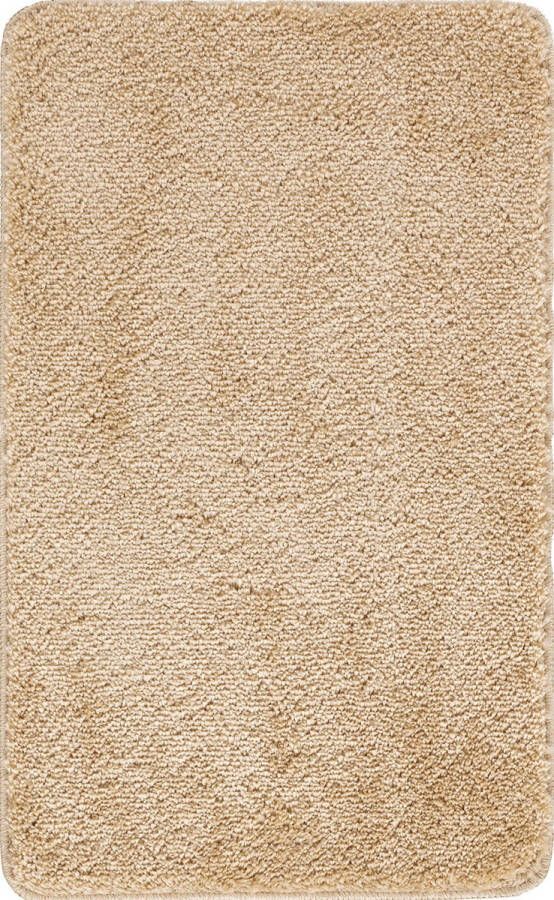 Surya Badmat Badkamer Douchemat Toiletmat Machinewasbar Antislip Hoogpolig Badkleed JUNE Effen LichtBeige 80x50 cm