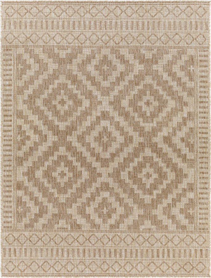 Surya Buitenkleed Balkon Terras Keuken Jute Look Skandi Boho vloerkleed TRICIA Bruin Beige 160x213 cm