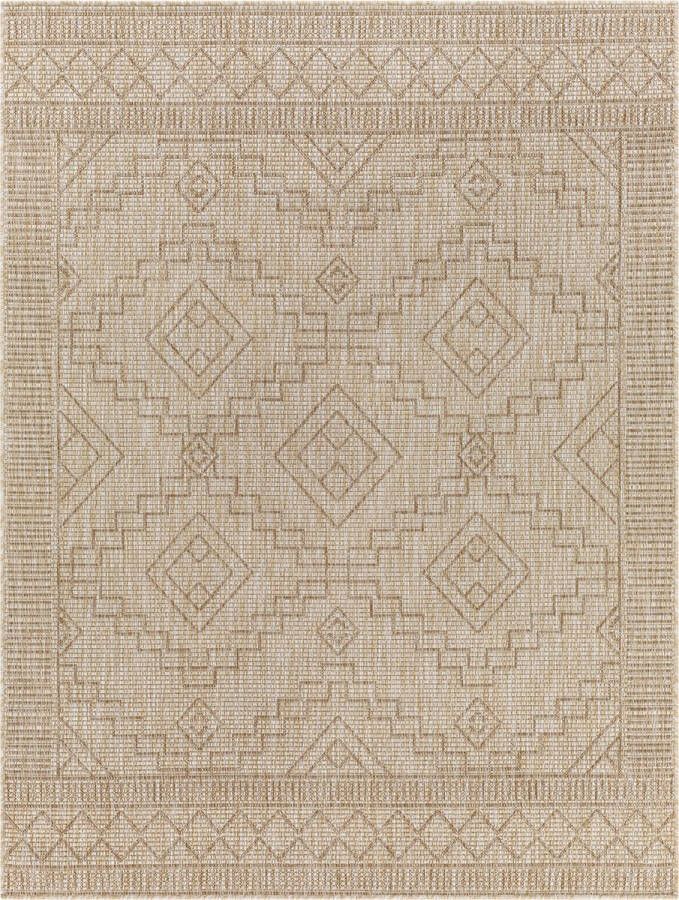 Surya Buitenkleed Balkon Terras Keuken Jute Look Skandi Boho Tapijt TRICIA Bruin Beige 200x275 cm