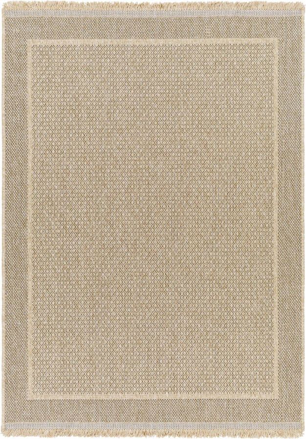Surya Buitenkleed Balkon Terras Keuken Jute-Look Tapijt PENNY Beige Zwart 160x213 cm