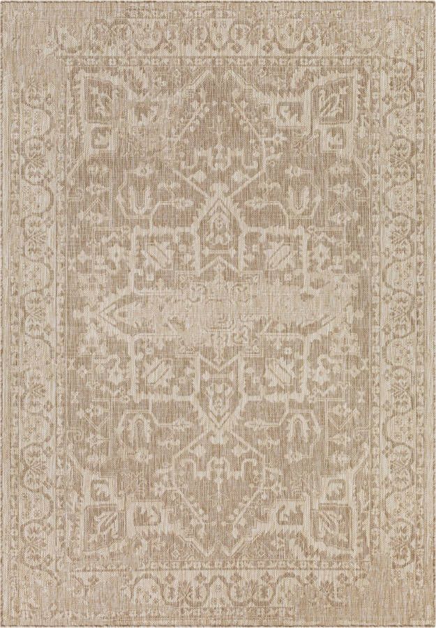 Surya Buitenkleed Balkon Terras Keuken Jute Look Vintage Oosters Tapijt GENA Bruin Beige 160x213 cm