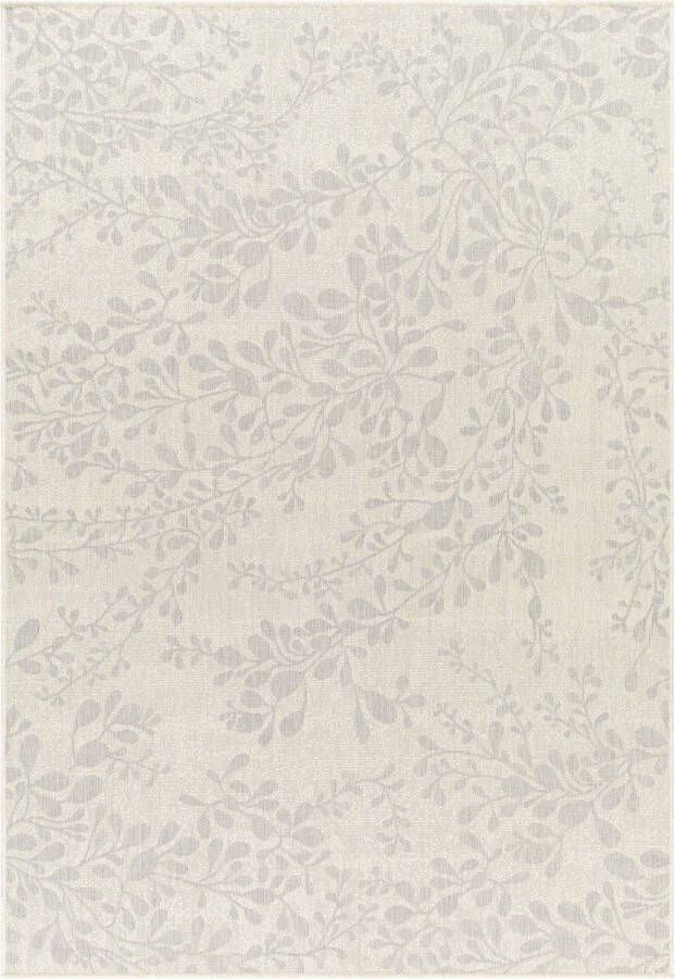 Surya Buitenkleed Balkon Terras Keuken Skandi Plantontwerp vloerkleed MOLLY Ivoor Grijs 120x170 cm - Foto 2