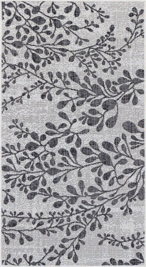 Surya Buitenkleed Balkon Terras Keuken Skandi Plantontwerp Tapijt MOLLY Ivoor Antraciet 80x150 cm - Foto 2