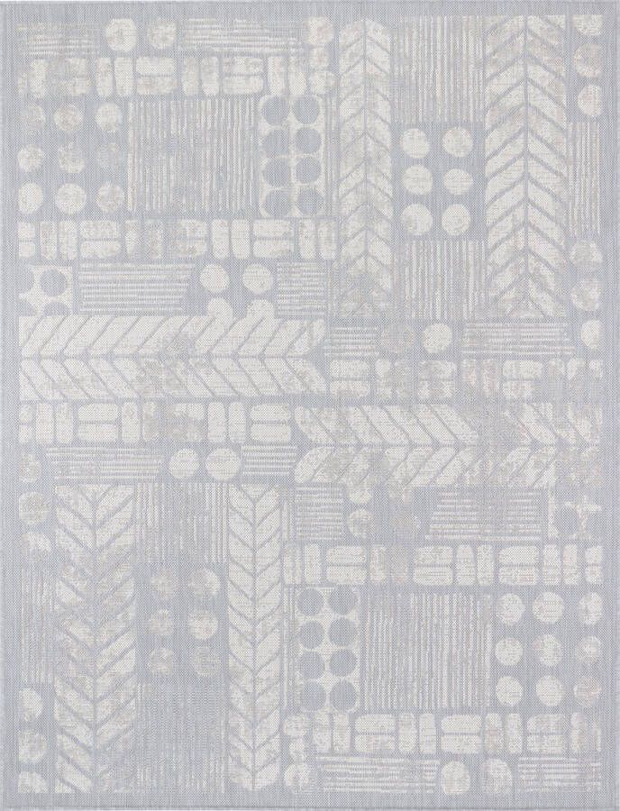 Surya Buitenkleed Balkon Terras Keuken Modern Scandinavisch Tapijt SALLY Grijs Ivoor 120x170 cm - Foto 2