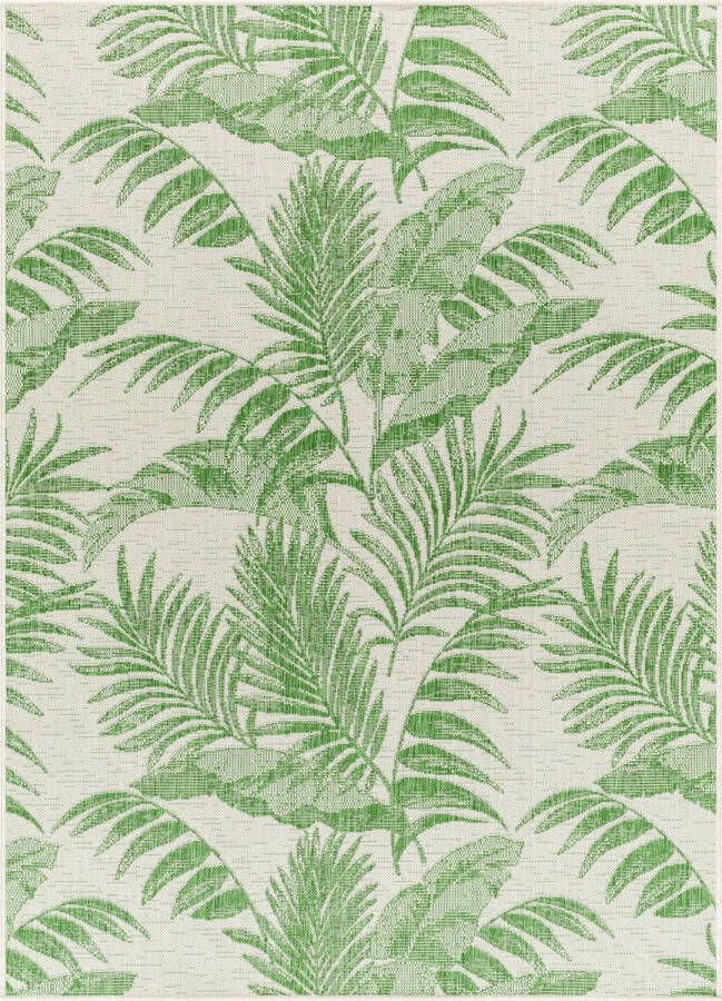 Surya Buitenkleed Balkon Terras Keuken Skandi Tropisch Ontwerp vloerkleed SUZY Ivoor Groen 120x170 cm - Foto 2