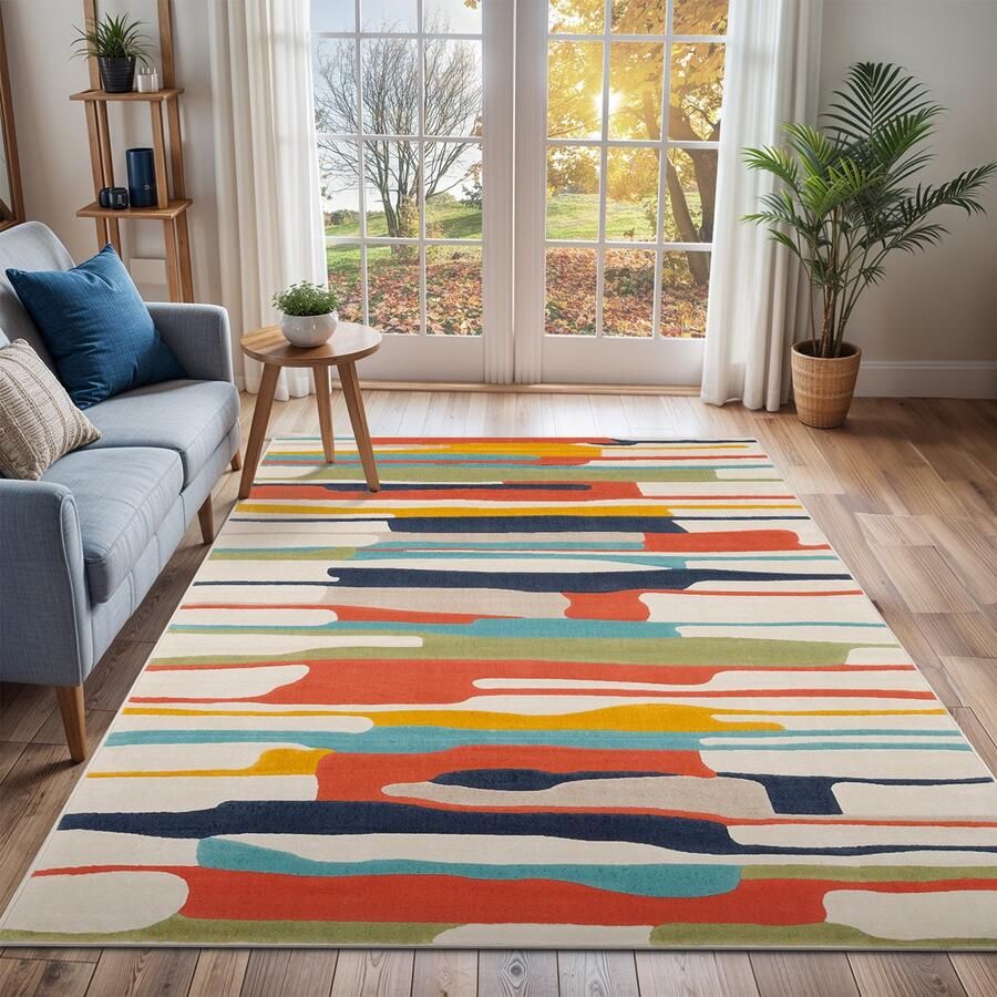 Surya Vloerkleed Woonkamer Slaapkamer Modern Scandinavisch Tapijt ANAIS Meerkleurig Oranje 200x275 cm