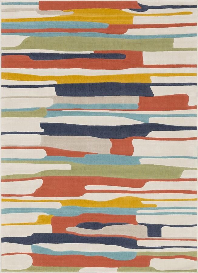 Surya Vloerkleed Woonkamer Slaapkamer Modern Scandinavisch Tapijt ANAIS Meerkleurig Oranje 140x200 cm