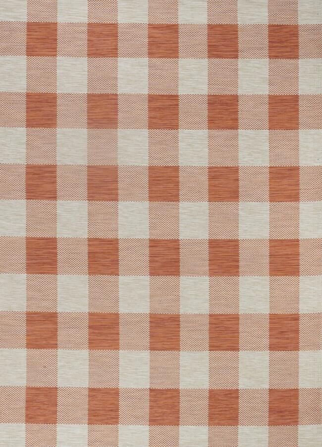 Surya Buitenkleed met Ruiten Balkon Terras Keuken Modern Boho Tapijt BIDDI Oranje Beige 200x275 cm