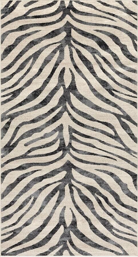 Surya Vloerkleed Woonkamer Slaapkamer Boho Zebra Tapijt CYBELE DonkerGrijs Beige 80x150 cm