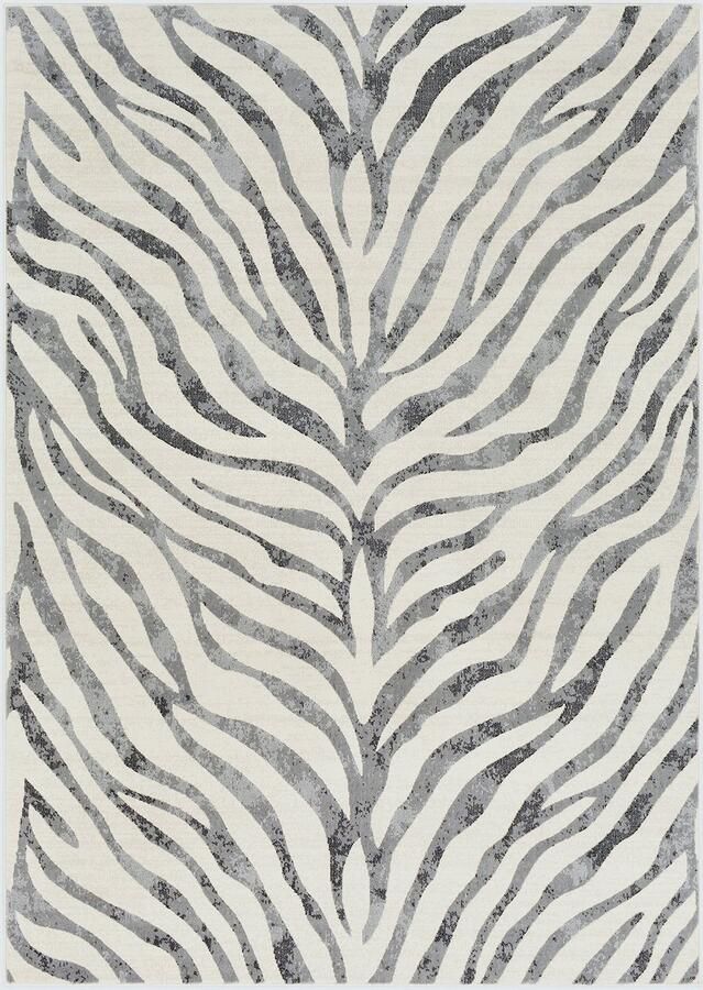 Surya Vloerkleed Woonkamer Slaapkamer Boho Zebra Tapijt CYBELE DonkerGrijs Beige 140x200 cm