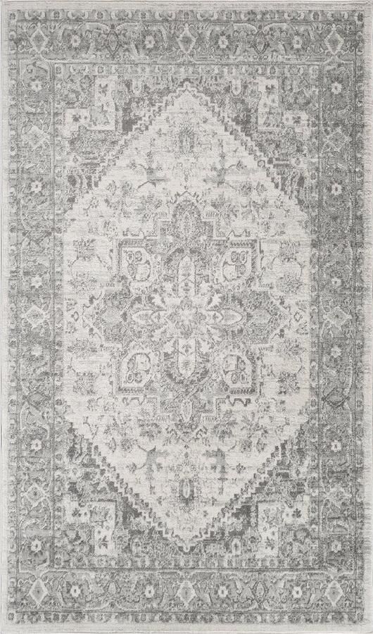 Surya Vloerkleed Woonkamer Slaapkamer Vintage Oosters Tapijt FARAH Grijs Wit 80x150 cm