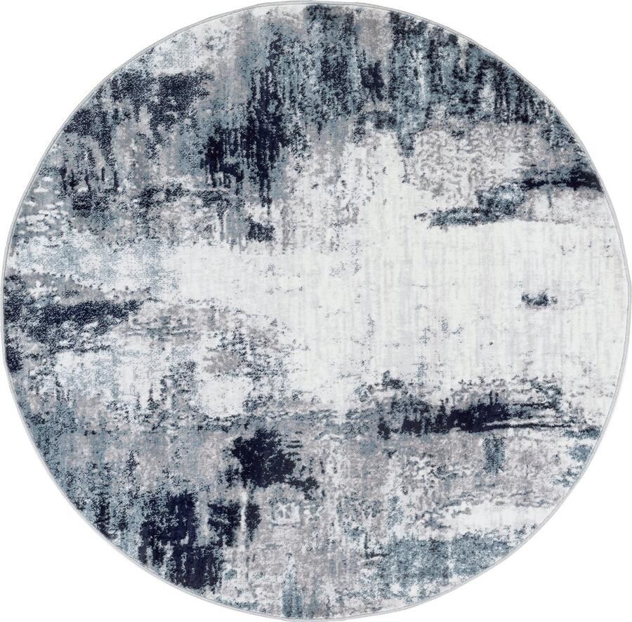 Surya Vloerkleed Woonkamer Slaapkamer Modern Abstract Rond vloerkleed GIULIA Blauw Grijs Ø 160 cm