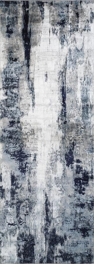 Surya Vloerkleed Hal- Slaapkamer Modern Abstract Loper Gang GIULIA Blauw Grijs 80x220 cm