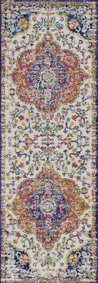 Surya Vloerkleed Hal- Slaapkamer Vintage Oosters Loper Gang JULIA Meerkleurig Roze 80x230 cm