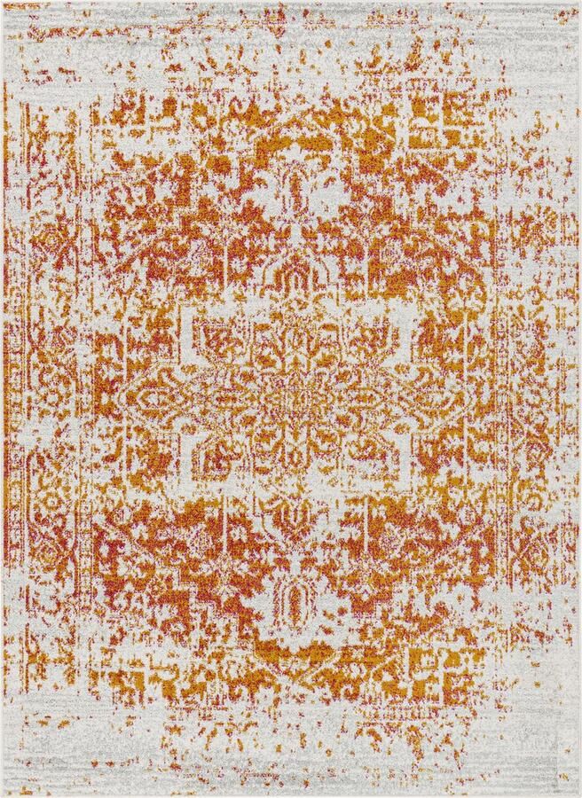 Surya Vloerkleed Woonkamer Slaapkamer Vintage Oosters vloerkleed JULIETTE Oranje Beige 160x220 cm