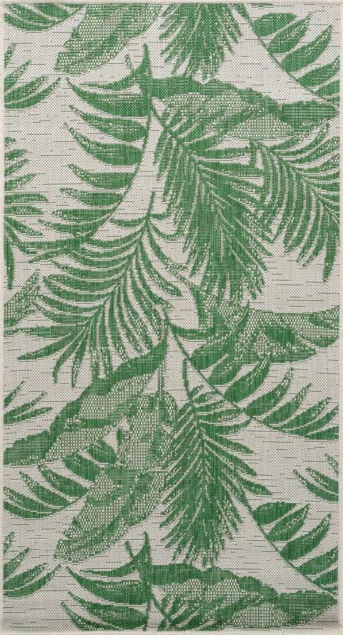 Surya Buitenkleed Balkon Terras Keuken Skandi Tropisch Ontwerp Tapijt SUZY Ivoor Groen 80x150 cm