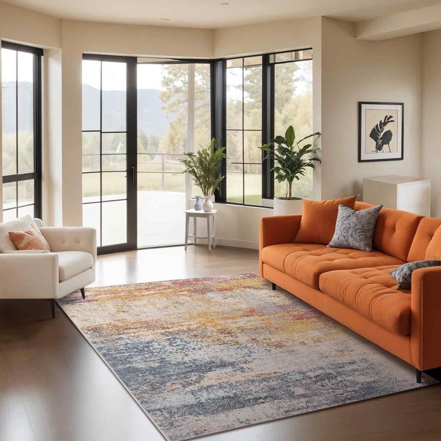 Surya Vloerkleed Woonkamer Slaapkamer Modern Abstract Tapijt VALERIE Meerkleurig Oranje 200x275 cm