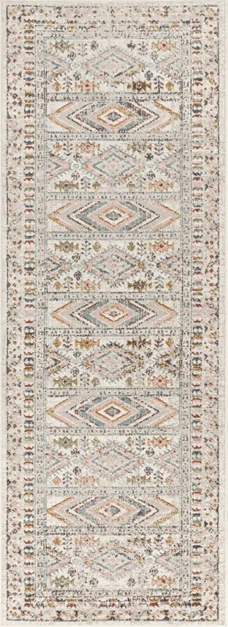 Surya Vloerkleed Hal- Slaapkamer Scandinavisch Boho Loper Gang EVELYN Meerkleurig Roze 80x220 cm