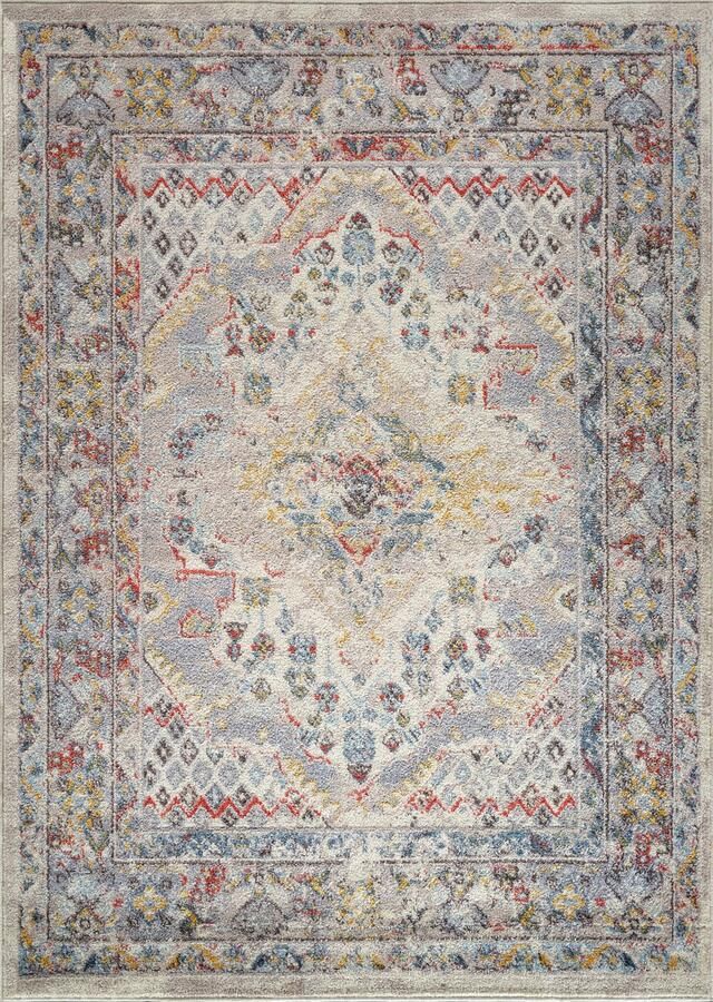 Surya Vloerkleed Woonkamer Slaapkamer Vintage Oosters vloerkleed JADE Meerkleurig Grijs 160x213 cm - Foto 2