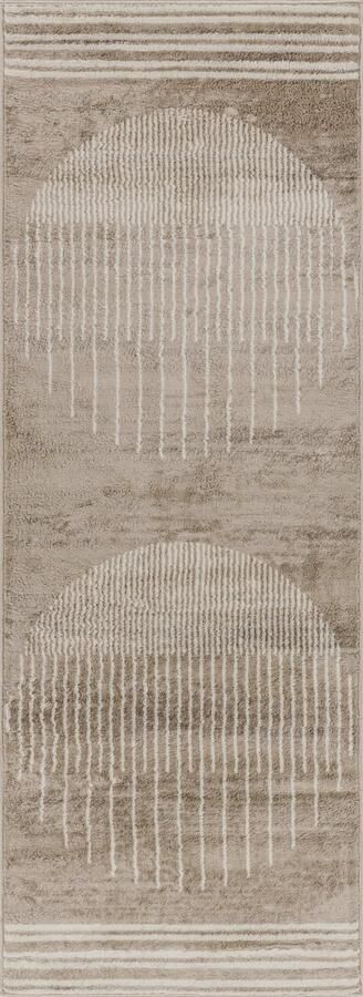 Surya Vloerkleed Hal- Slaapkamer Modern Scandinavisch Loper Gang ENSO Bruin Beige 80x220 cm