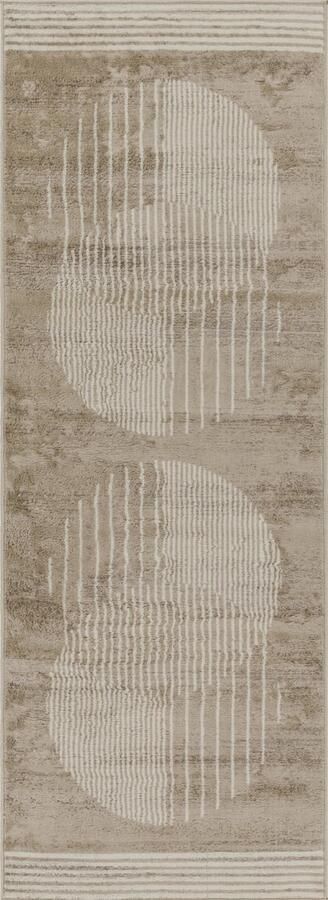 Surya Vloerkleed Hal- Slaapkamer Modern Scandinavisch Loper Gang ENSO2 Bruin Beige 80x220 cm