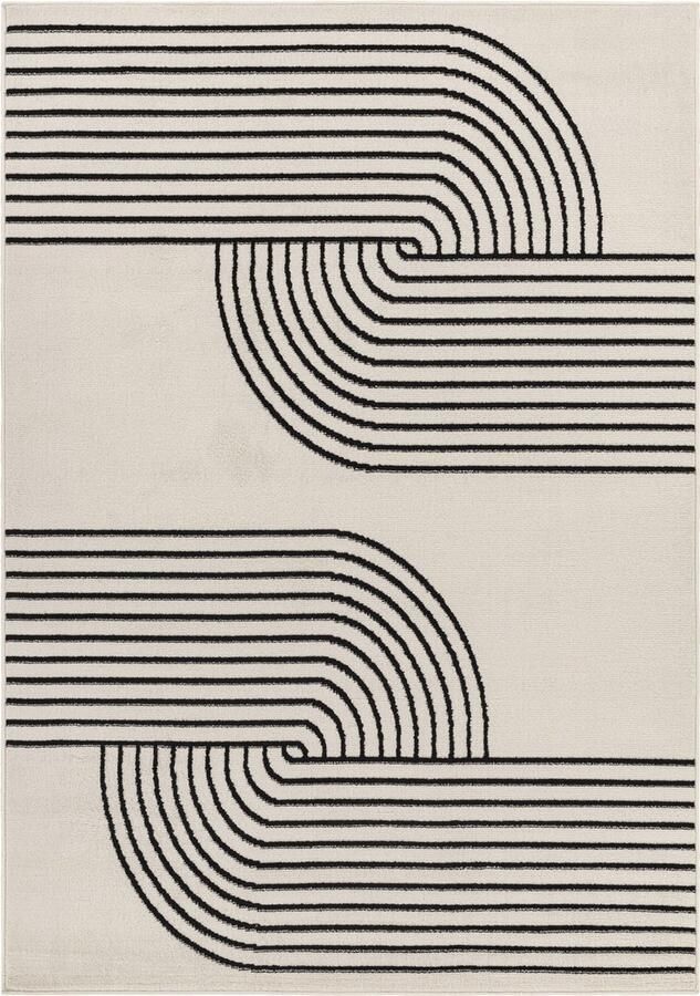 Surya Vloerkleed Woonkamer Slaapkamer Modern Scandinavisch Tapijt CONSTANCE Wit Zwart 140x200 cm