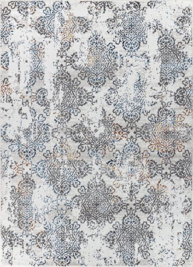Surya Vloerkleed Woonkamer Slaapkamer Vintage Oosters Loper Gang HARU Blauw Oranje 80x150 cm